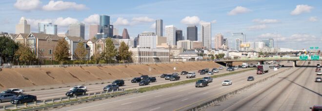 Houston skyline near i-45 highway
