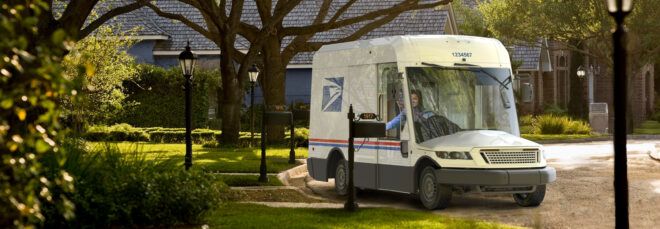 rendering of fuel-efficient postal service delivery van