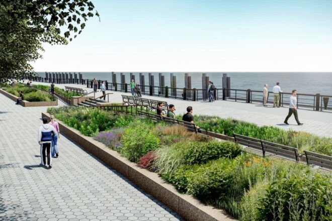 rendering of waterfront walkway