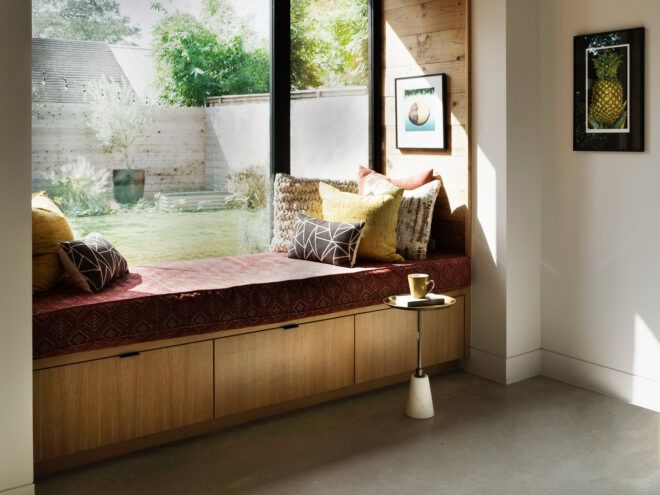 reading nook against large window