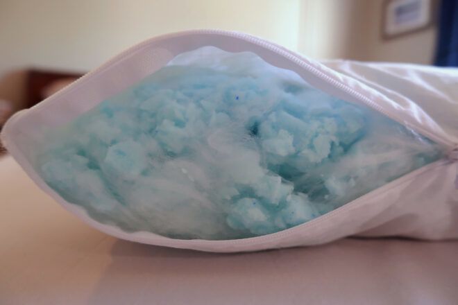 pillow open to show down alternative stuffing