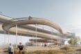 rendering of spiraling, elevated wood pathway