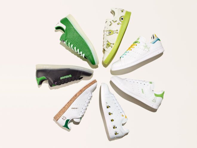 shoes with cartoon characters on them arranged in a circle