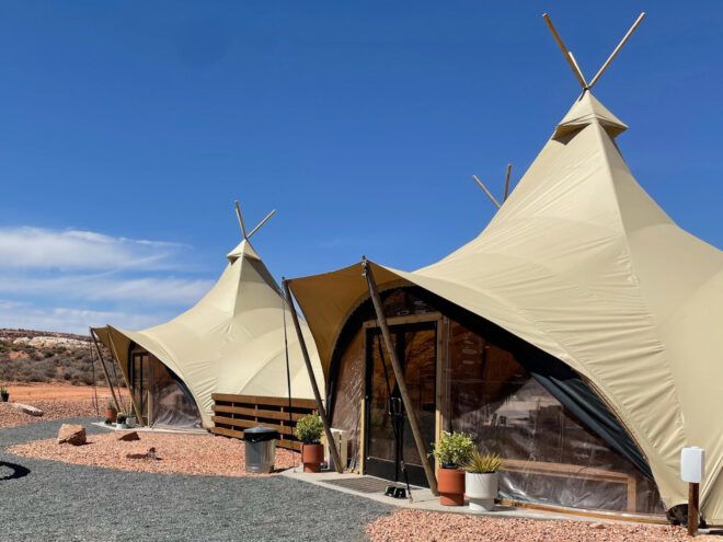 canvas tents with glass doors