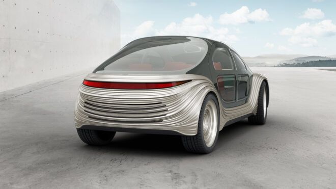 back of gray electric car