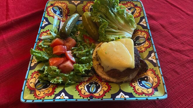 vegan burger with lettuce and tomato