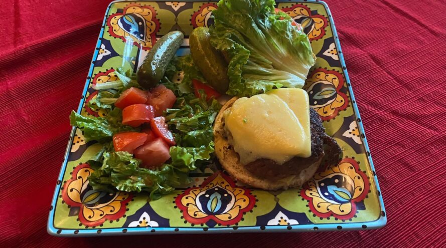 vegan burger with lettuce and tomato