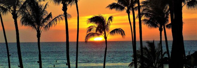 sun setting over ocean in Hawaii