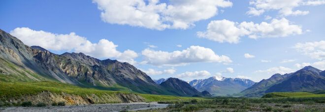 mountains and blue skies in Arctic National Wildlife Refuge