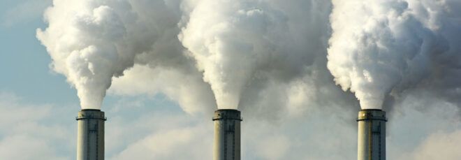 factory spewing greenhouse gases