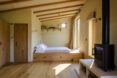 bed on wood platform