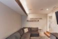 gray sectional sofa in finished basement