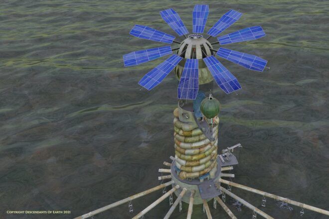 tower with solar panels