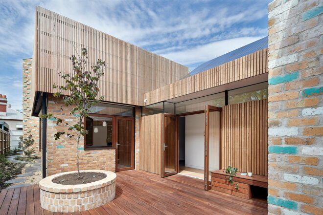 timber and brick home