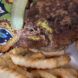 close-up of juicy pink interior of vegan burger