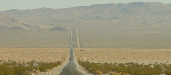 smoggy desert road