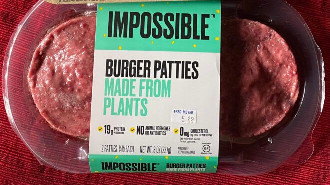 Impossible Foods burger patties package