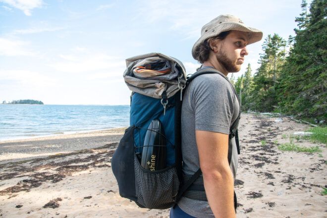 wind turbine in side pocket of a backpack