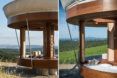 Two images: on the left, an image showing an open wooden structure. On the right, an image showing a closer view of the structure.