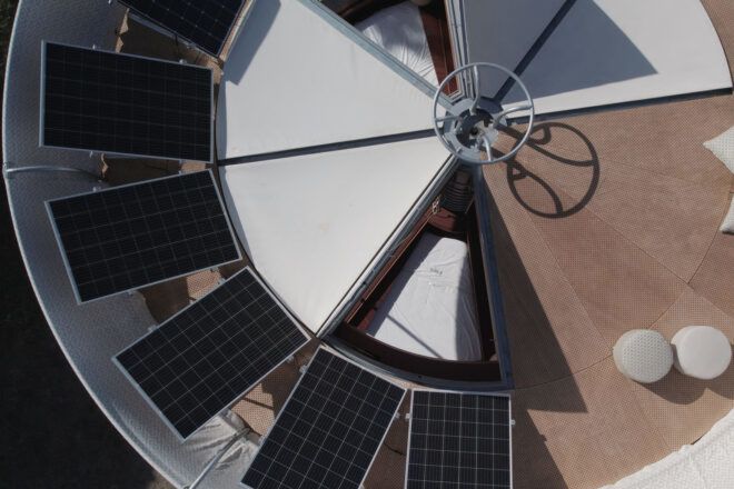 An overhead view of the project's swirling design.