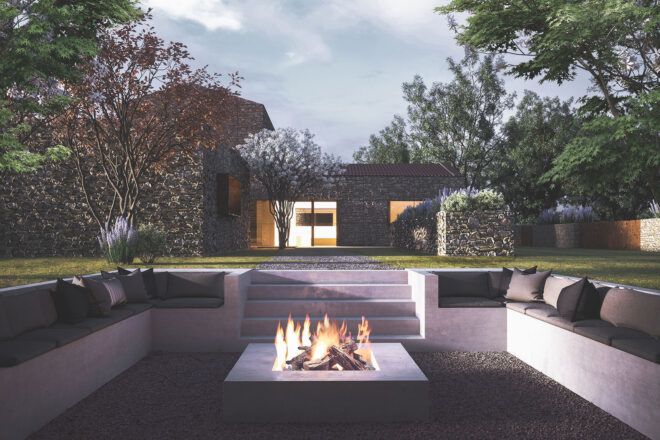 An outdoor firepit.