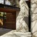 An exterior walkway through the home.