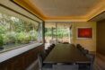 long table in room with glass walls