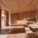 school room with wood floors, walls and ceilings