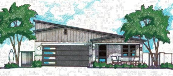 drawing of single-story home