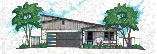 drawing of single-story home