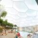 rendering of sauna inside a dome