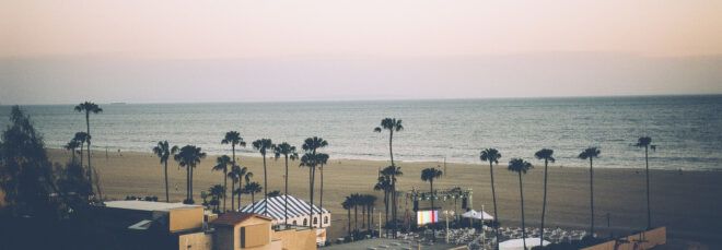 The Santa Monica coast at dawn.