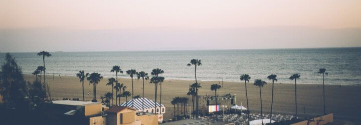 The Santa Monica coast at dawn.