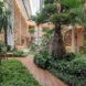 A wood walking path through an indoor rainforest area.