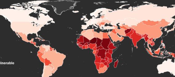 A data map showing which countries are most vulnerable to climate change's effects.