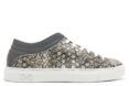 gray and white vegan shoe on white background
