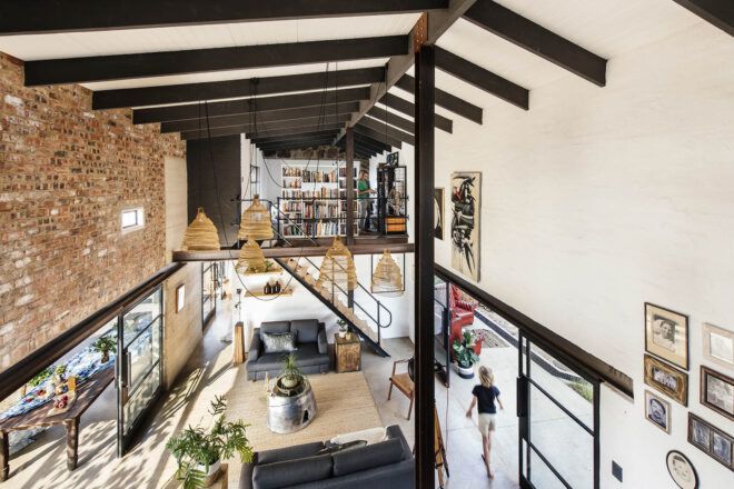 An overhead view of the living room.