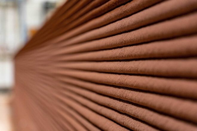 A close-up of the 3D-printed material.