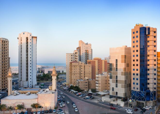 A Kuwait cityscape full of high-rises.