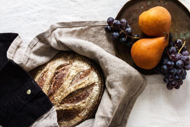 bread in linen bread bag