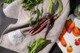 carrots on linen kitchen towel
