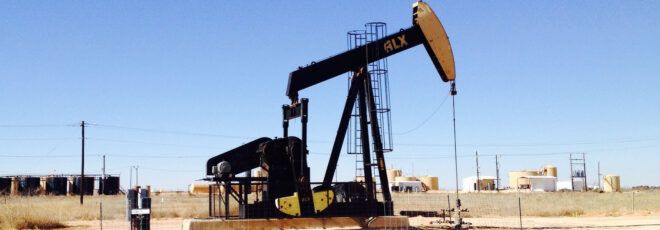 A fracking set up in the desert.
