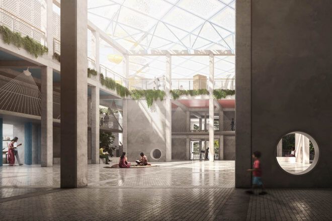 The central courtyard as a quiet place for meeting, playing and learning.