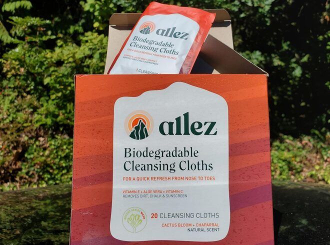 A red box of Allez wipes.