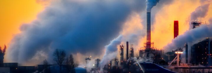 A landscape of smokestacks.