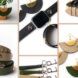 A collage of various leather accessories.