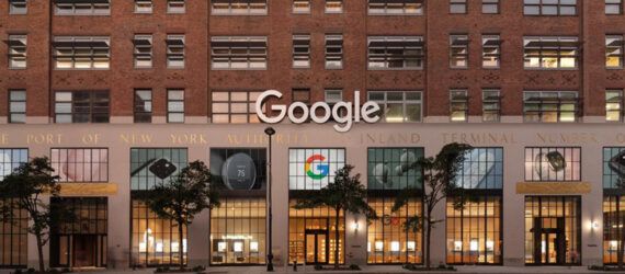 A streetview of a store on the ground level of a brick building, with a white 