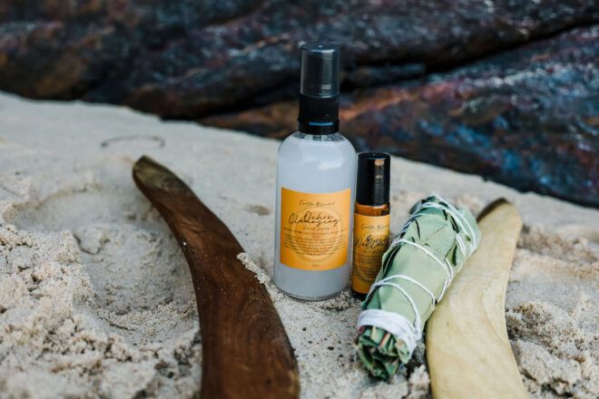 A spread of natural skincare products.