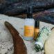 A spread of natural skincare products.