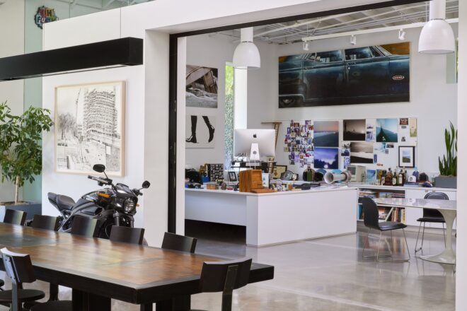 Office space showing joined conference room to private office space